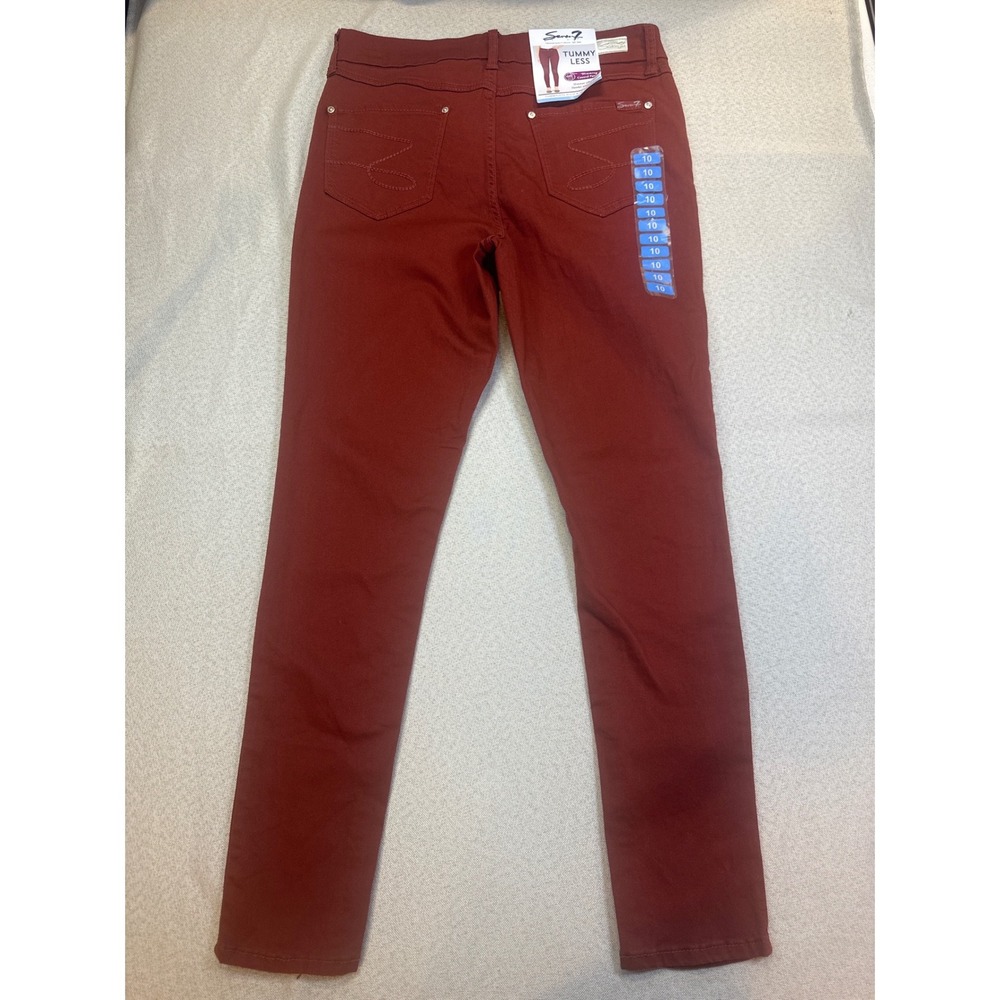 Seven7 Skinny Jeans Women 10 Red Cotton Blend Tummyless High Rise Chic Classic